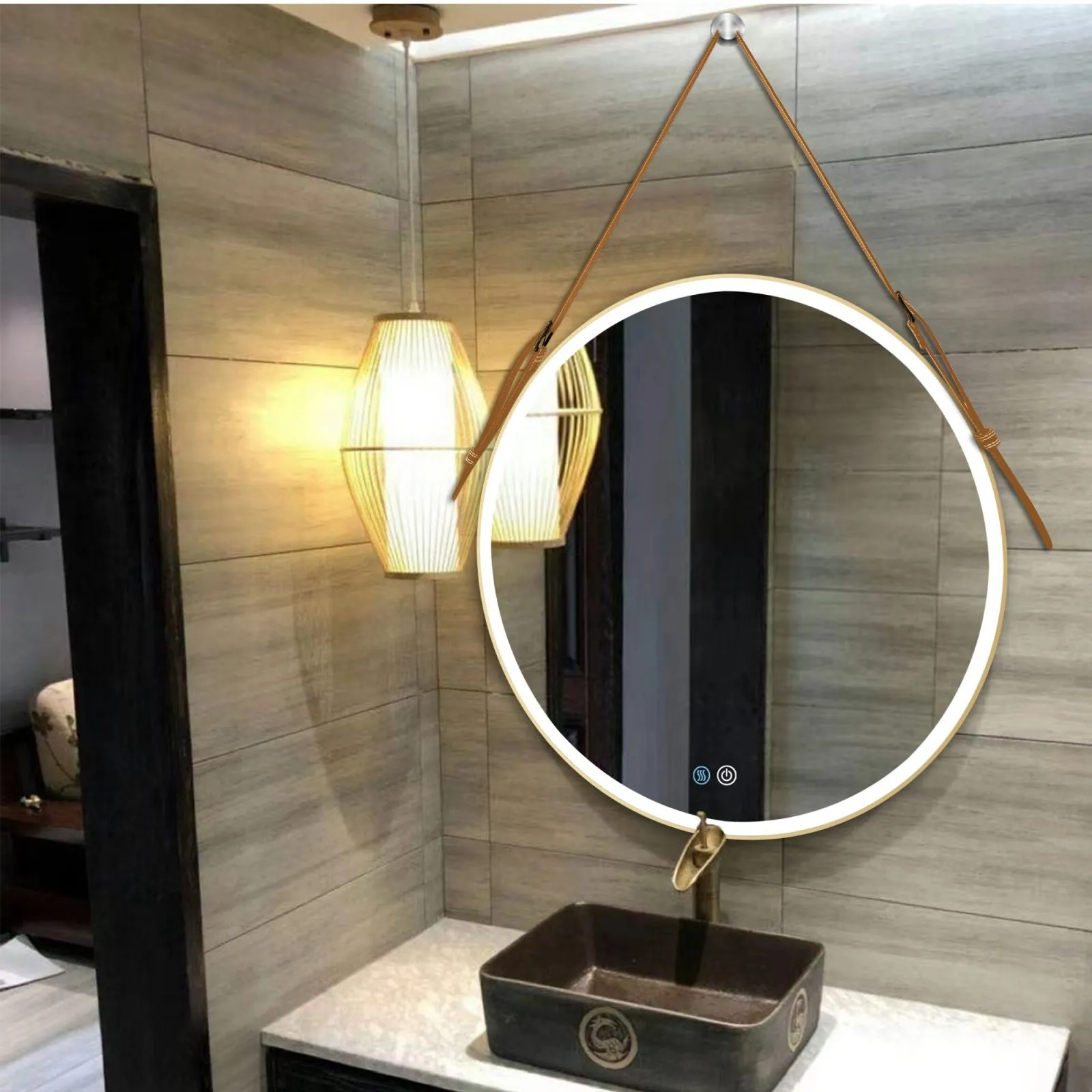 Smart Dimmable Round LED Bathroom Mirror with Anti-Fog and Adjustable Lighting, 28 & 32 Inch